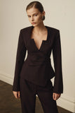Agatha Square Neck Blazer Plum Pinstripe