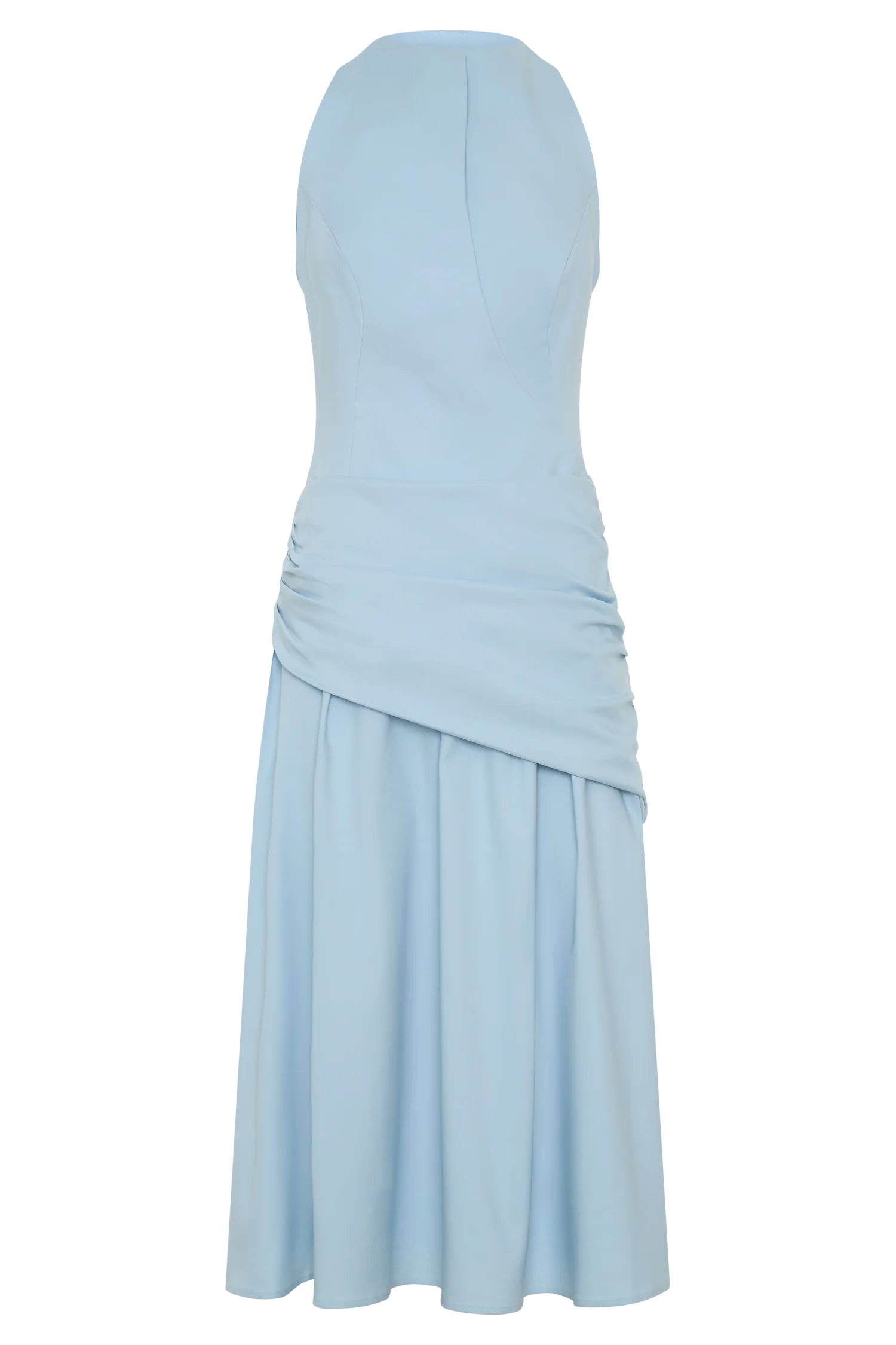 Emily Wrapped Waist Midi Dress Sky Blue