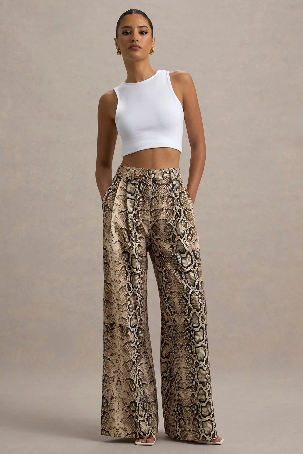 Shaniya Snake Print Wide Leg Trousers