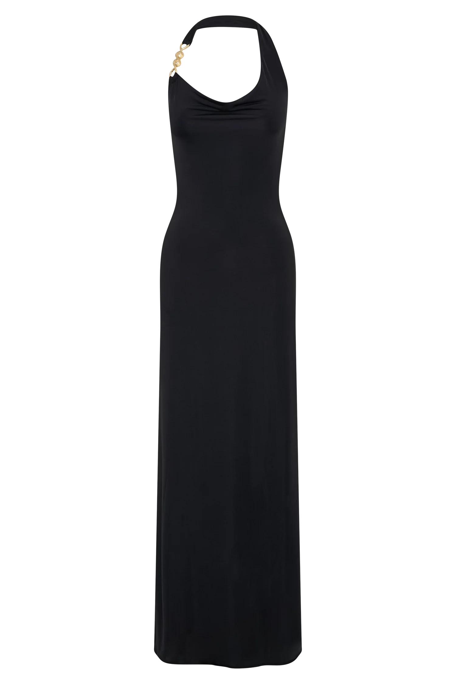 Khanh Slinky Halter Maxi Dress Black