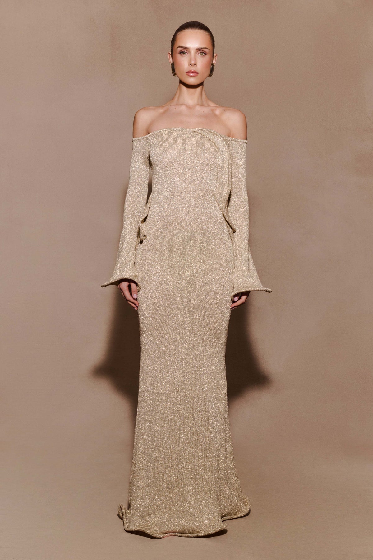 Sandrine Lurex Knit Maxi Dress Gold