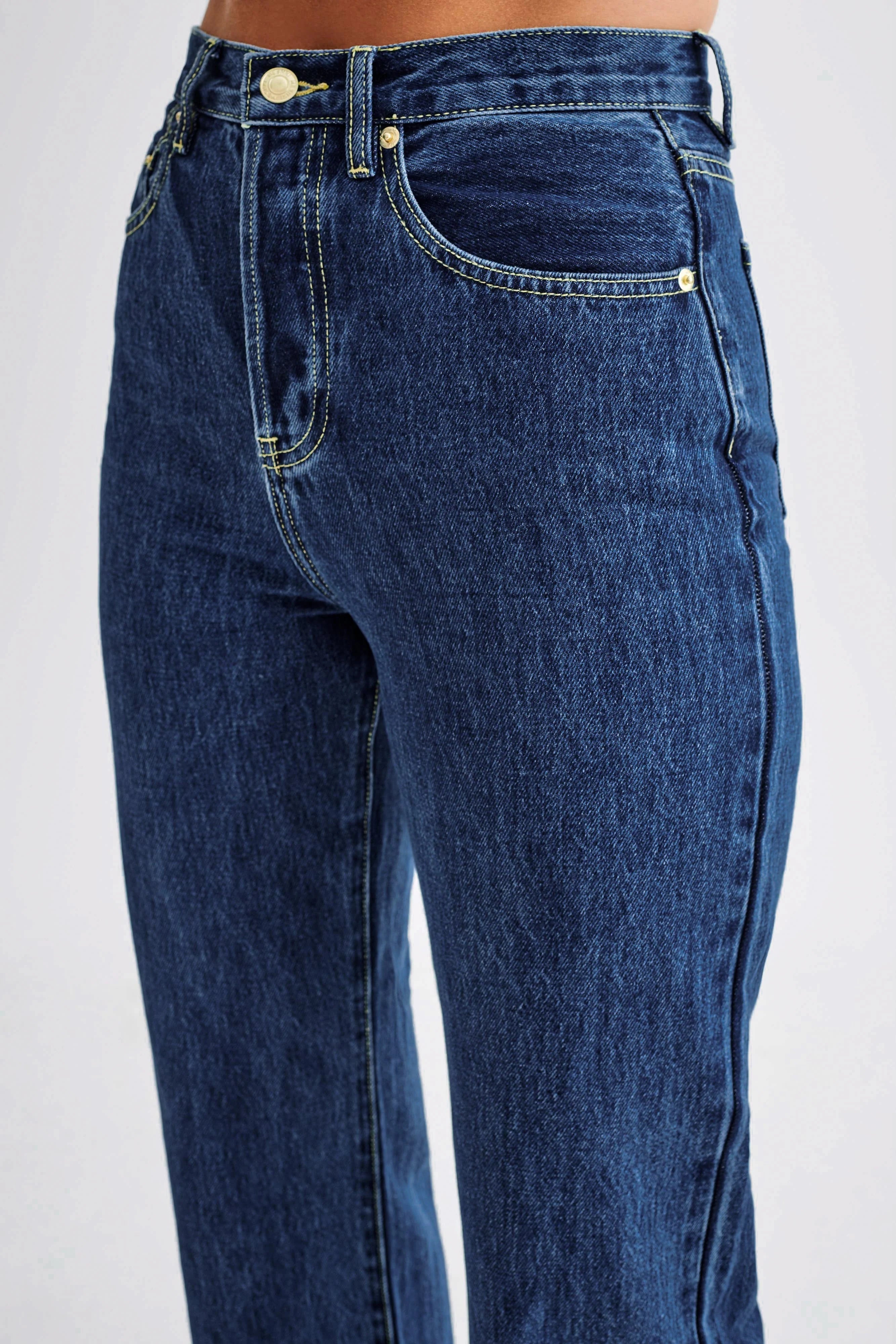 Janine High Waisted Straight Leg Jeans Dark Blue