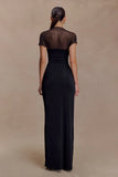 Wyatt Slinky And Mesh Maxi Dress Black