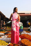 Leia Pink Lily Print High Neck Maxi Dress