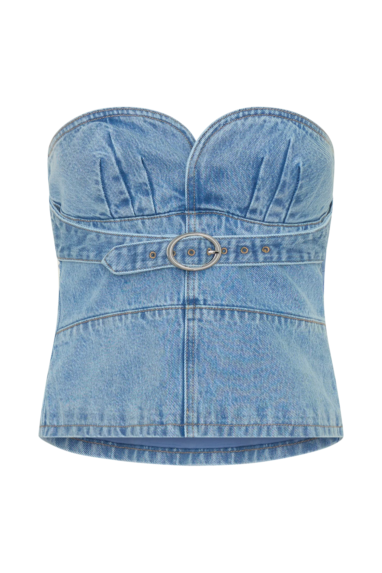 Tommy Strapless Denim Top With Buckle Classic Blue