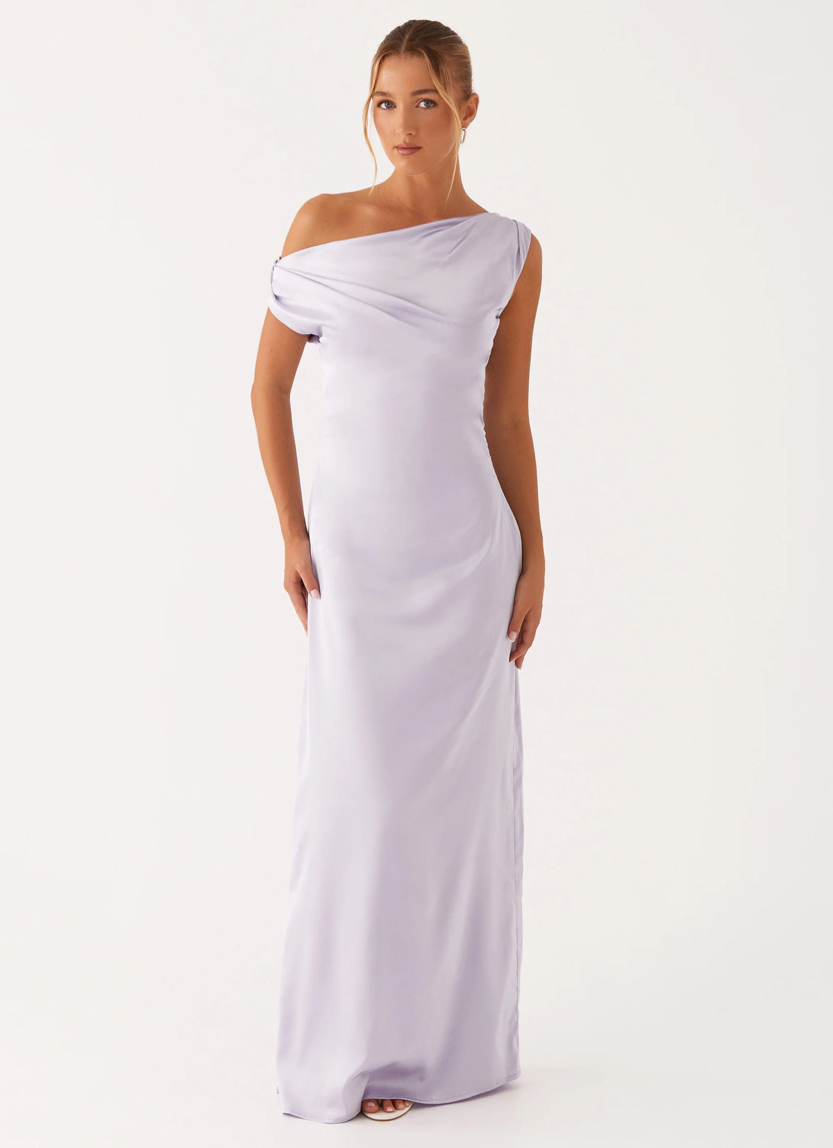 Heart Of Glass Satin Maxi Dress Lilac