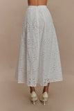 Arla Broderie Midi Skirt White