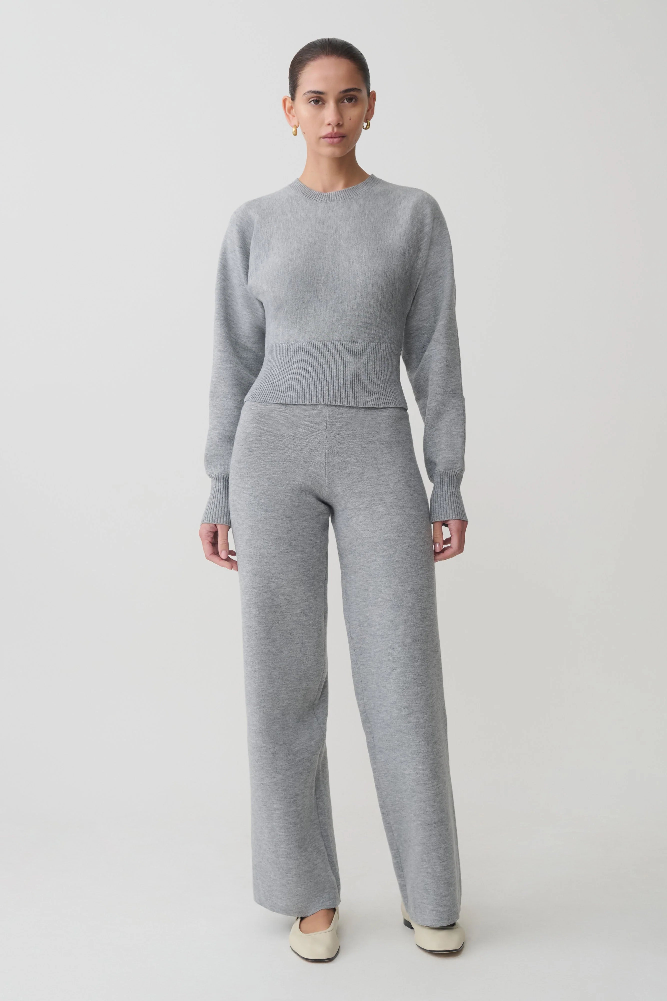 Kerrymae Straight Leg Knit Pants Grey Marle