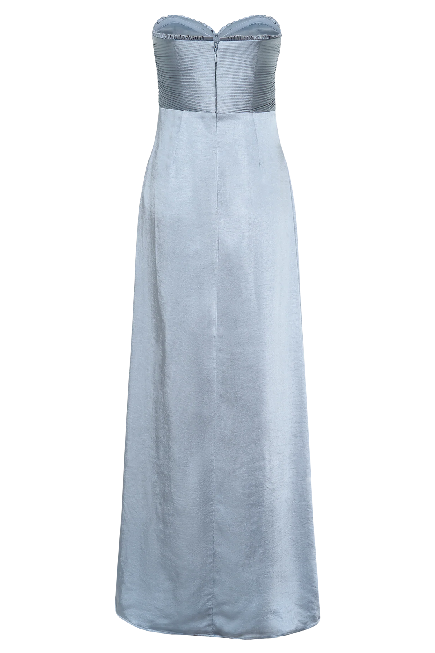 Larissa Satin Maxi Dress With Ruched Petals Frosted Blue