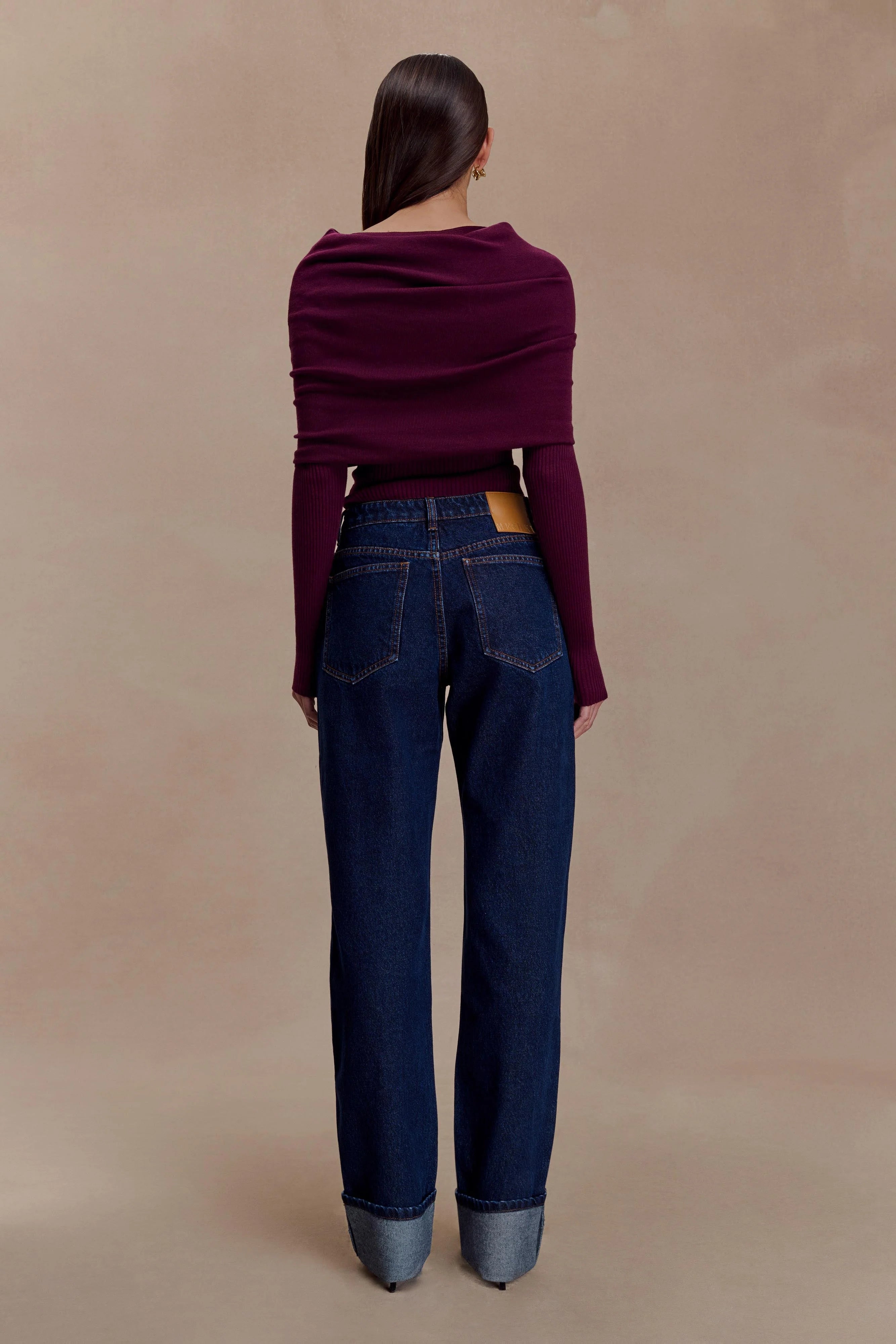 Kirralee Straight Leg Cuffed Jeans Indigo Blue