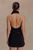 Emilia Beaded Neck Halter Top Black