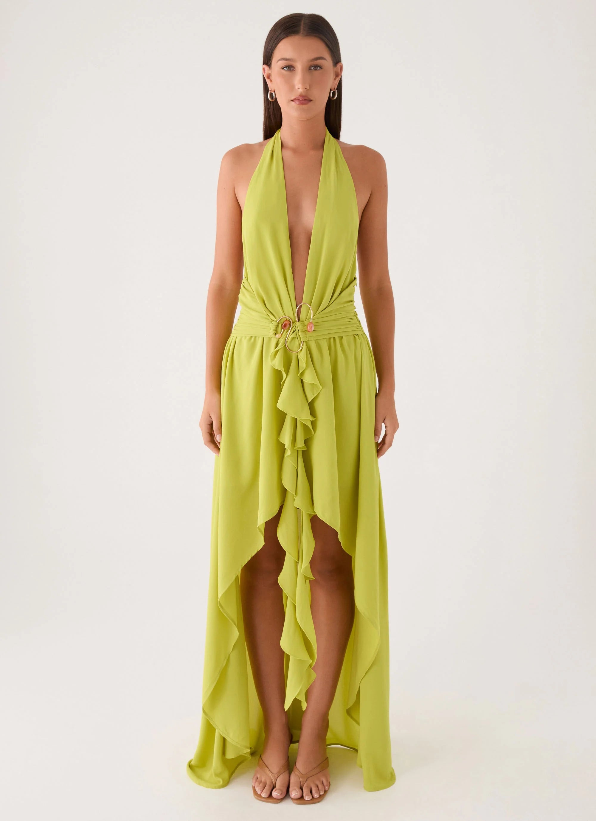 Sinead Halter Maxi Dress Lime