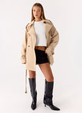 Jackie Mini Trench Coat Tan
