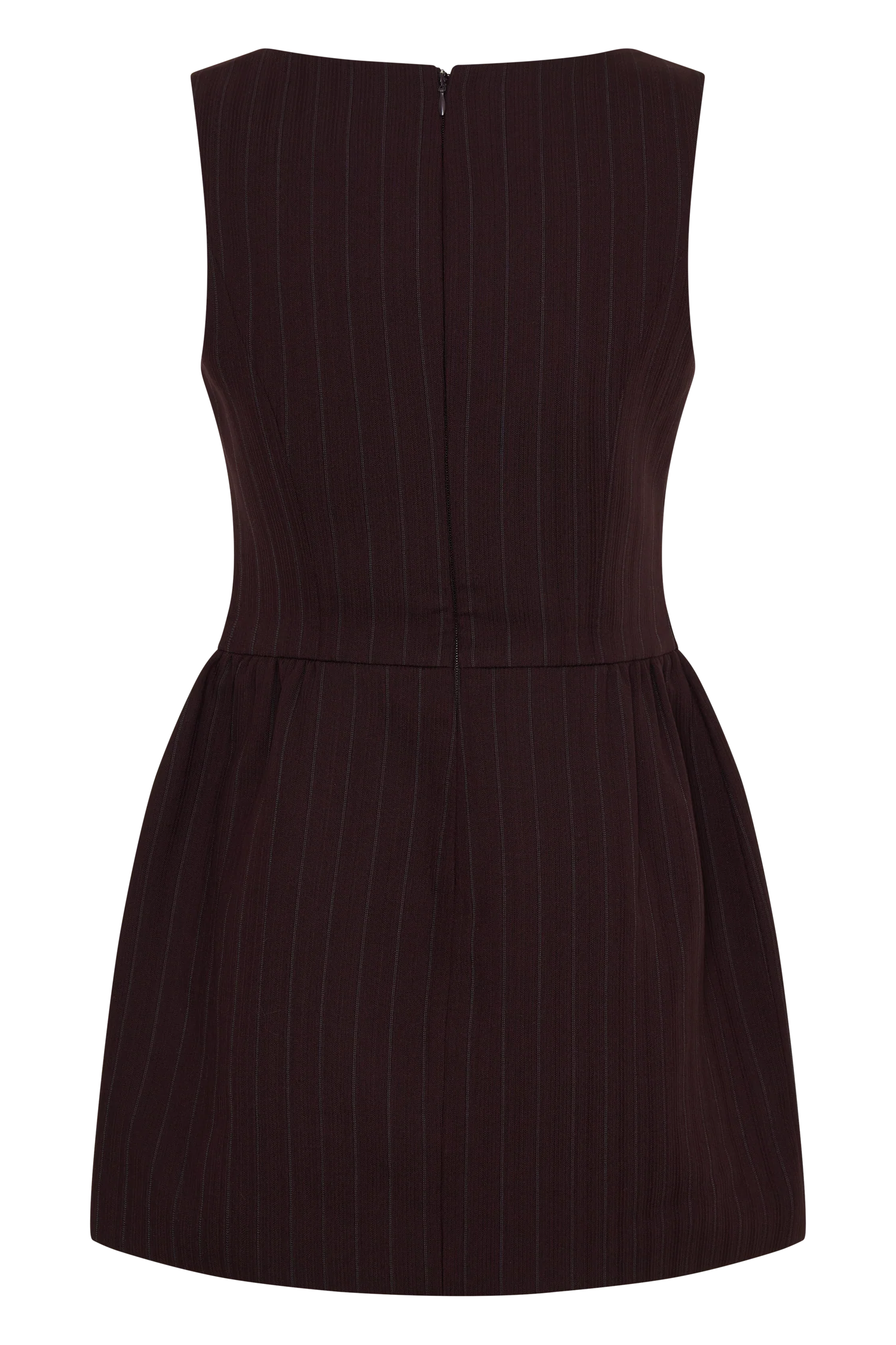 Hallie Boat Neck Mini Dress Plum Pinstripe