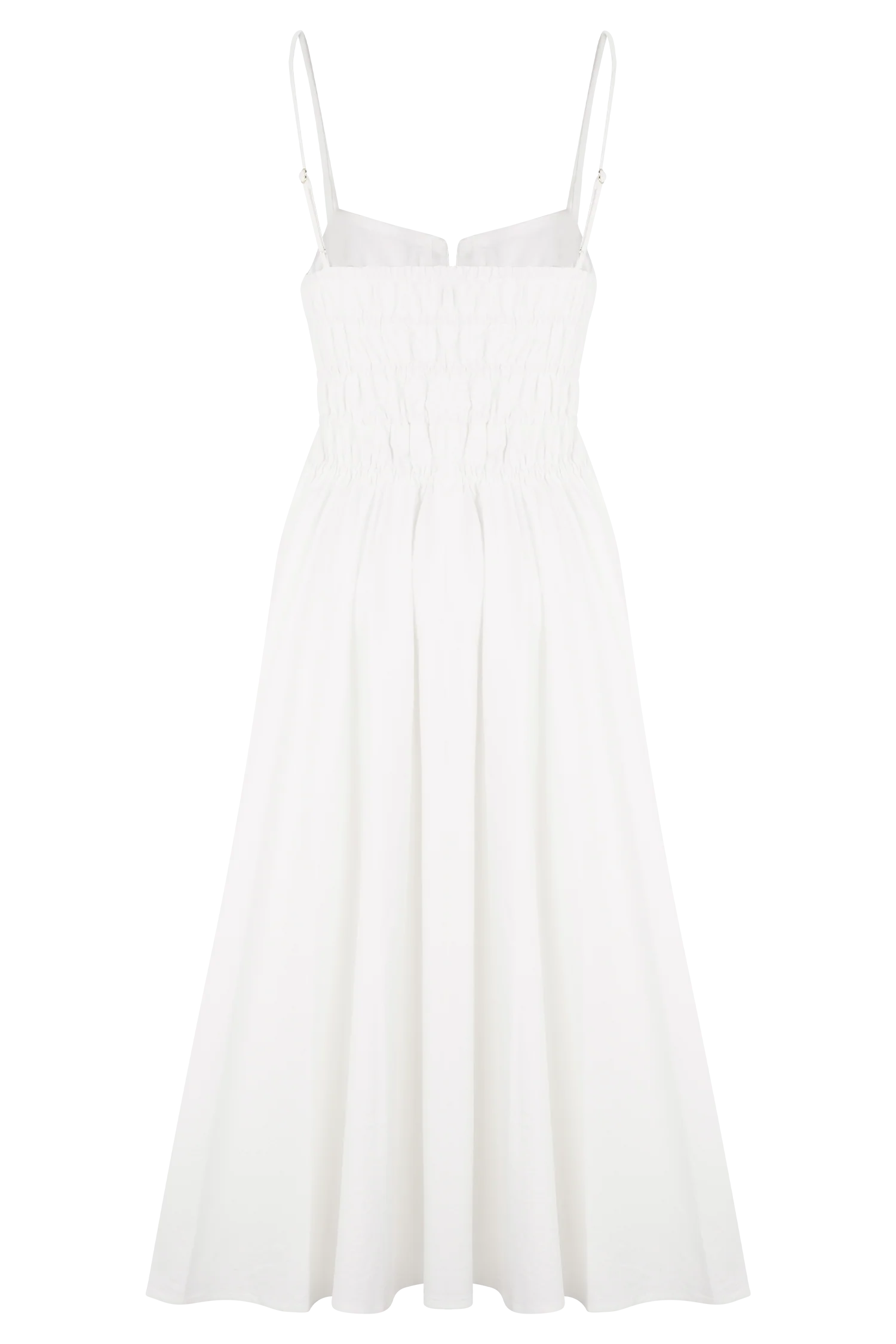 Elias Shirred Cotton Midi Dress White