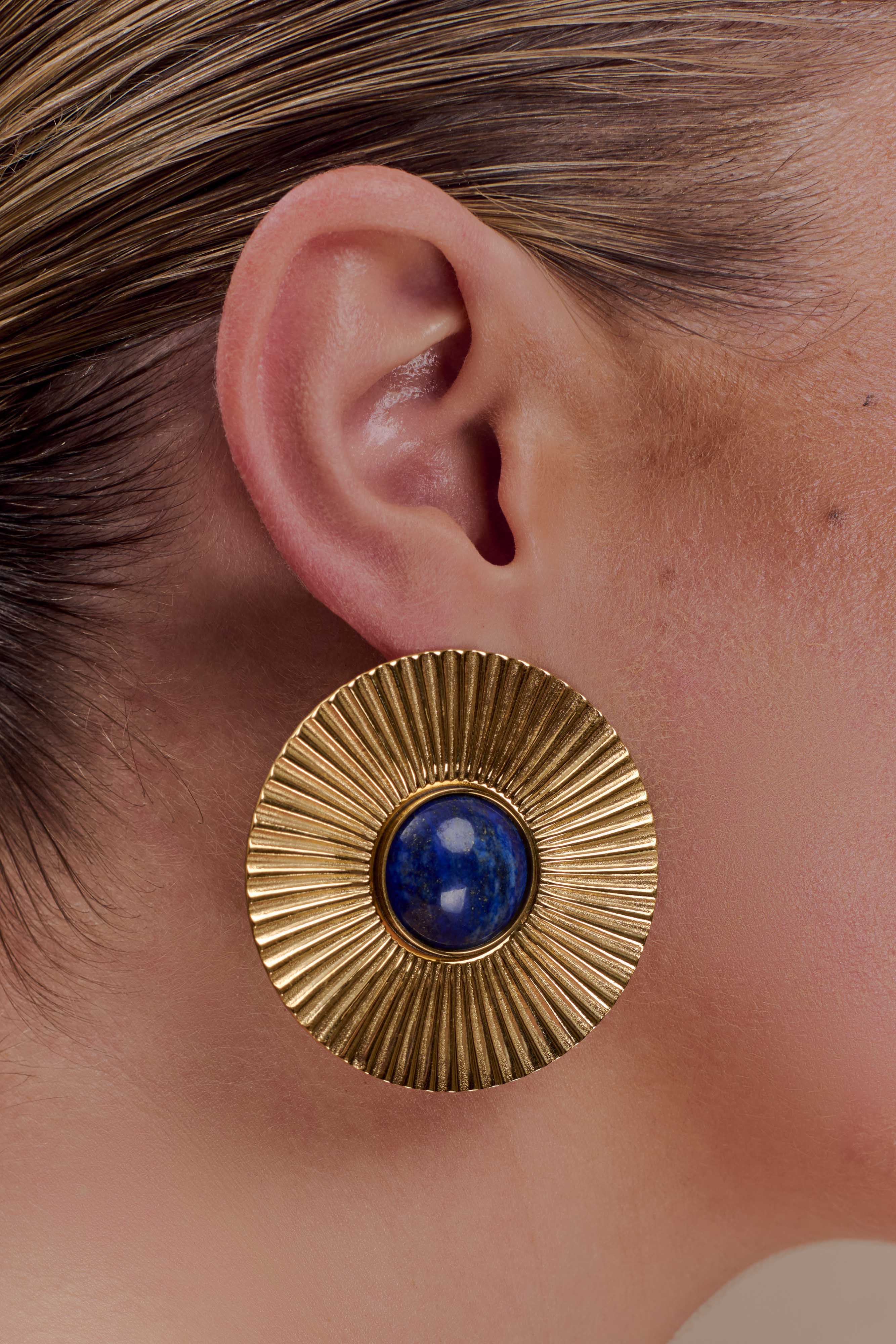 Maisie Round Gemstone Earrings Gold