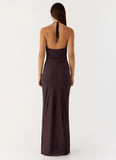 Indya Halter Maxi Dress Chocolate