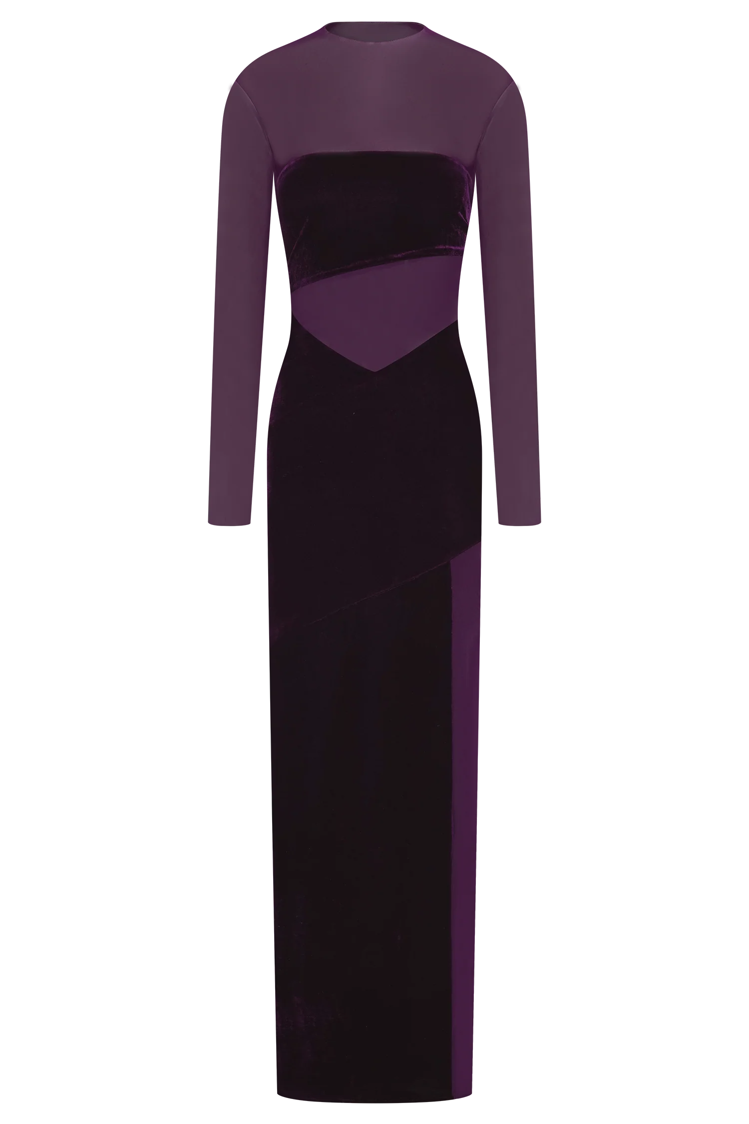 Davina Velvet And Mesh Maxi Dress Purple