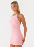 Aeline Knit Halter Mini Dress Pink
