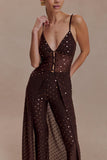 Jackie Longline Diamante Top Chocolate