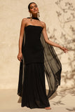 Kylie Black High Neck Maxi Dress With Chiffon Skirt