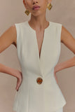 Angelie Suiting Vest Top Ivory