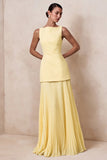 Hadley Lemon Boat Neck Maxi Dress With Drop Waist
