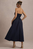 Annalise Navy Bandeau Skater Midi Dress