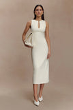 Norah Sleeveless Crepe Midi Dress Ivory