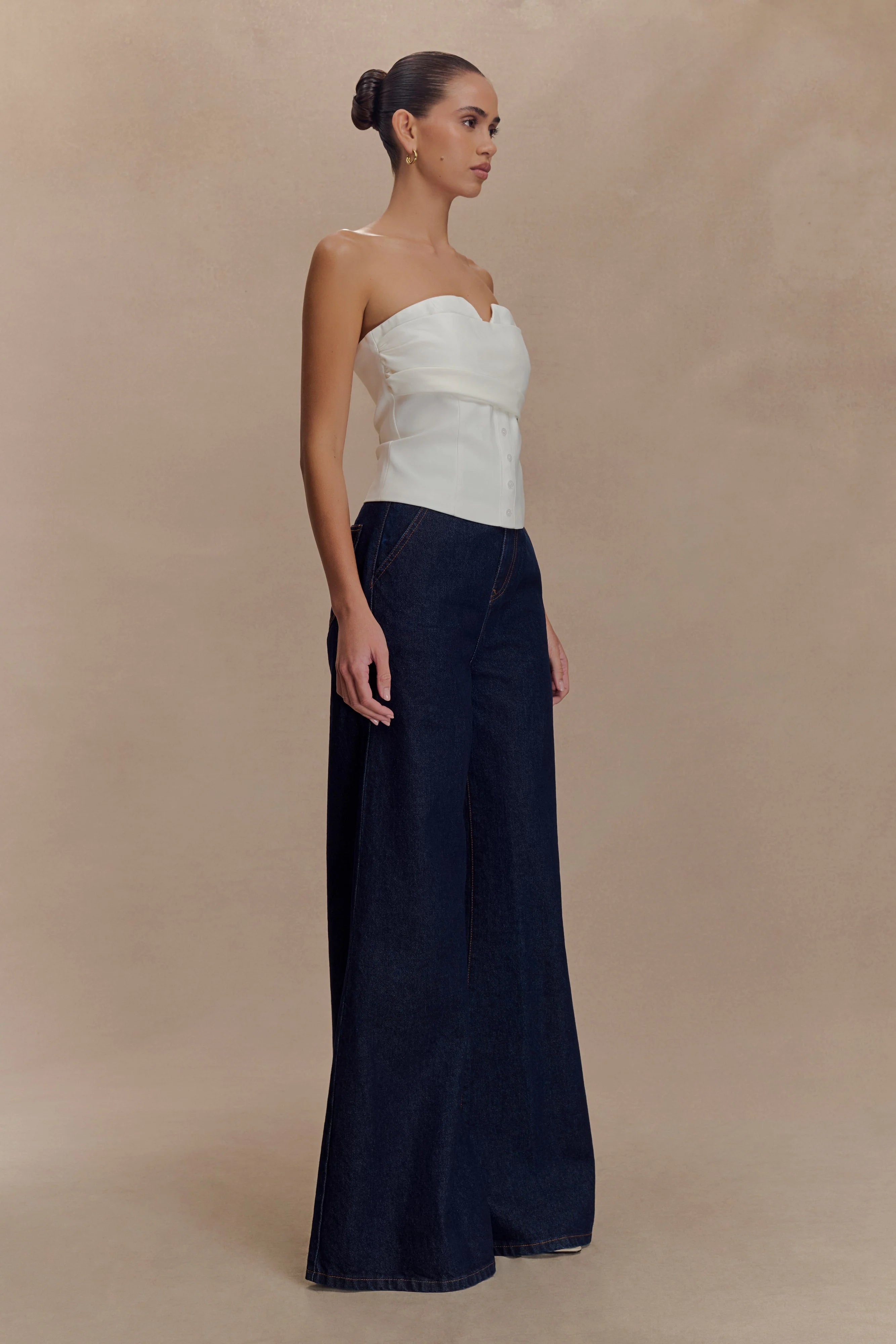 Zillah Strapless Cotton Top White