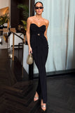 Beverly Black Bandeau Maxi Dress With Gathered Detailing