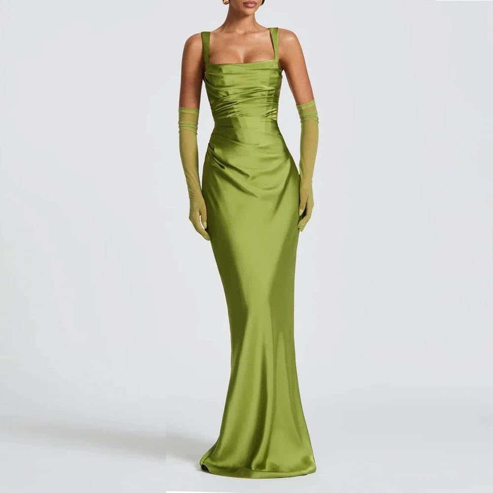 Women Wedding Guest Dress Satin Corset Top Elegant Maxi Dresses with Sheer Scarf Evening Gown