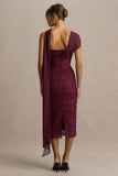 Secret Burgundy Bandeau Lace Midi Dress With Scarf Detail
