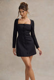 Andie Black Tailored Square Neck Mini Dress
