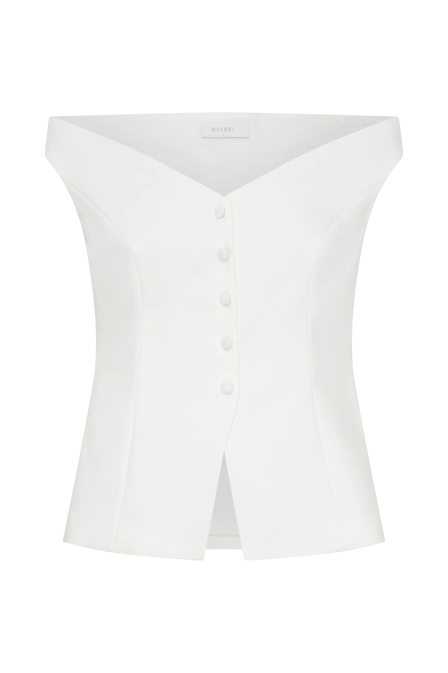 Billie Off Shoulder Sleeveless Button Top White