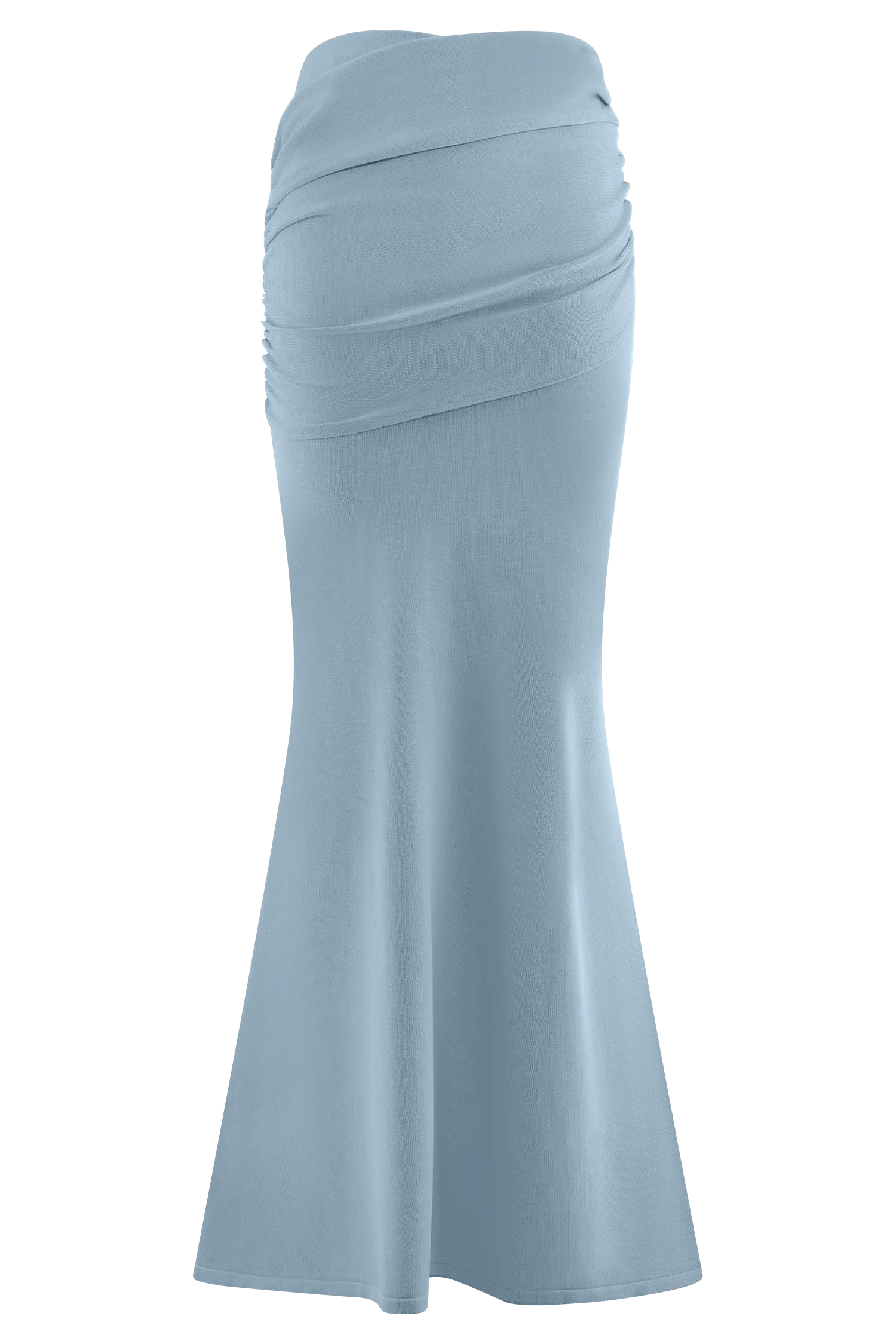 Irene Gathered Knit Maxi Skirt Blue