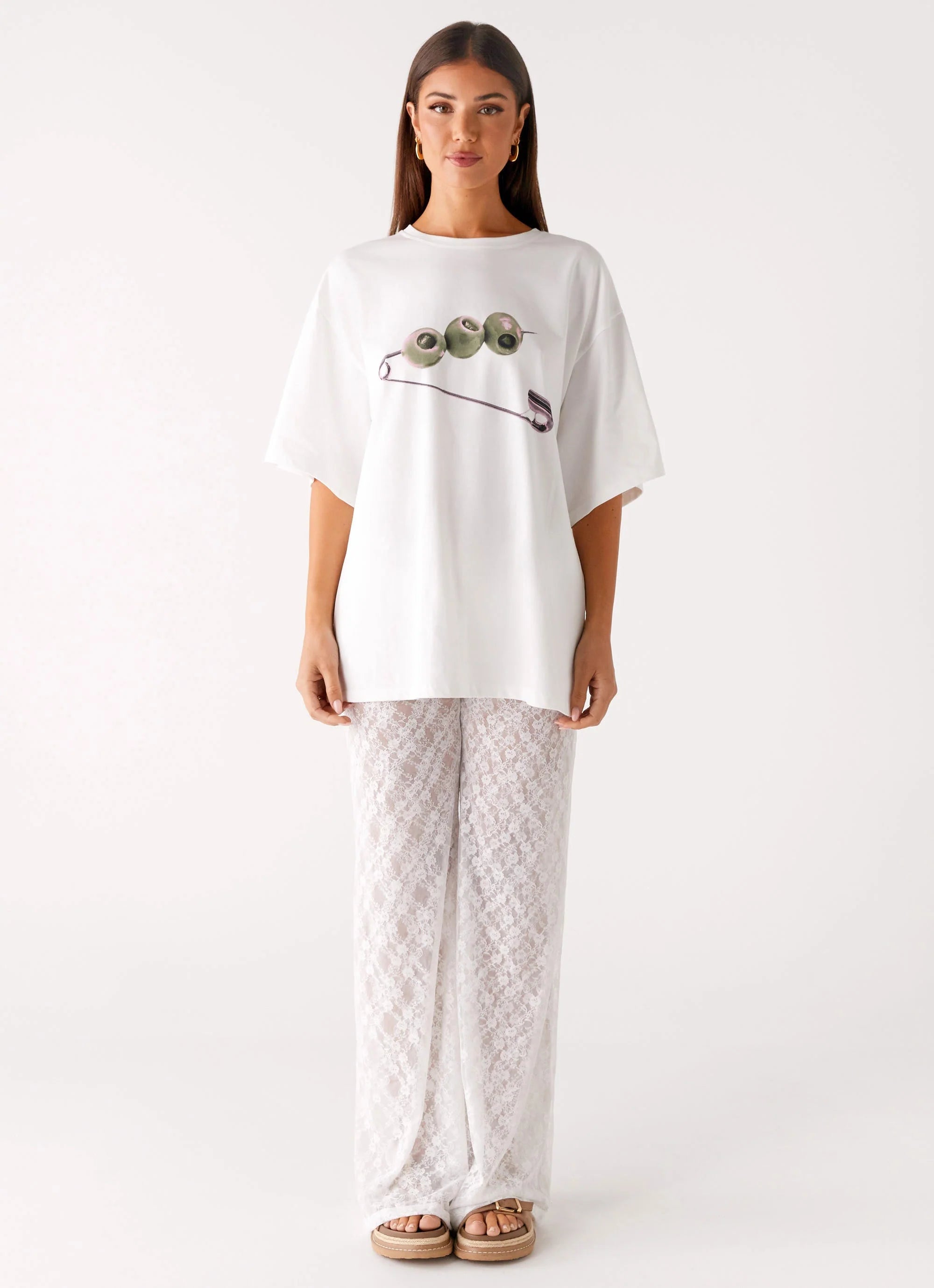 Matcha Lace Pants White