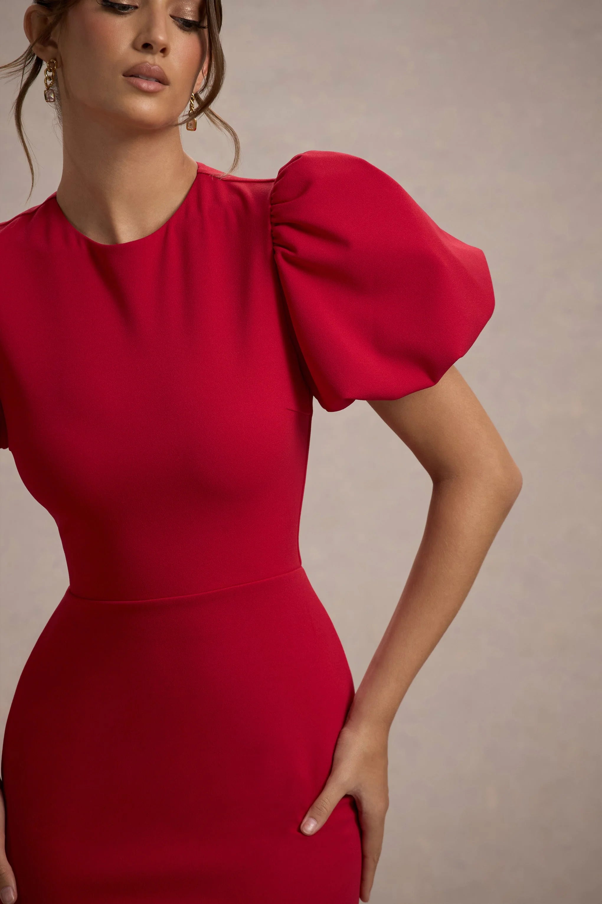 Love Letters Red Puff Sleeve Maxi Dress