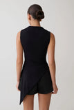 Suong High Neck Gathered Top Black