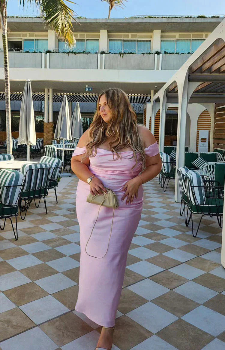 Ella Light Pink Off Shoulder Prom Dress