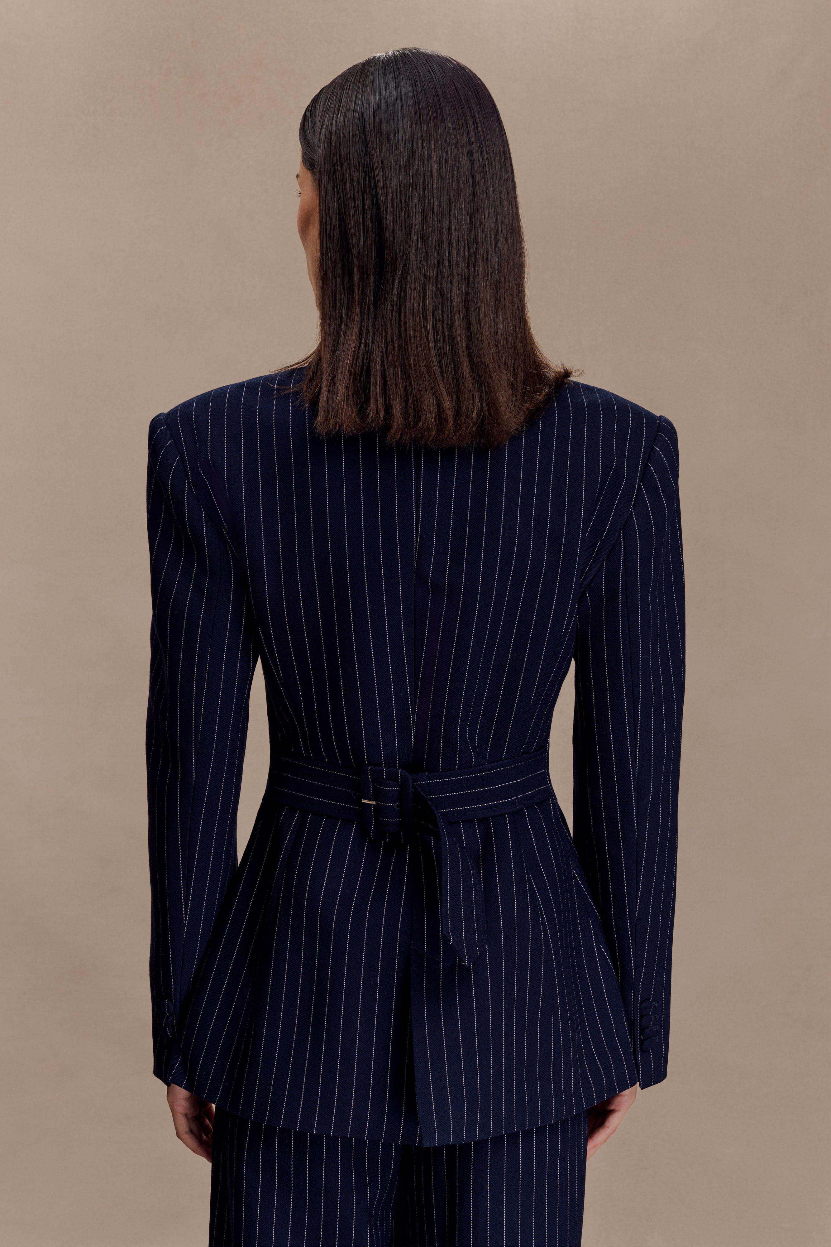 Bellamy Cinched Blazer Navy Pinstripe