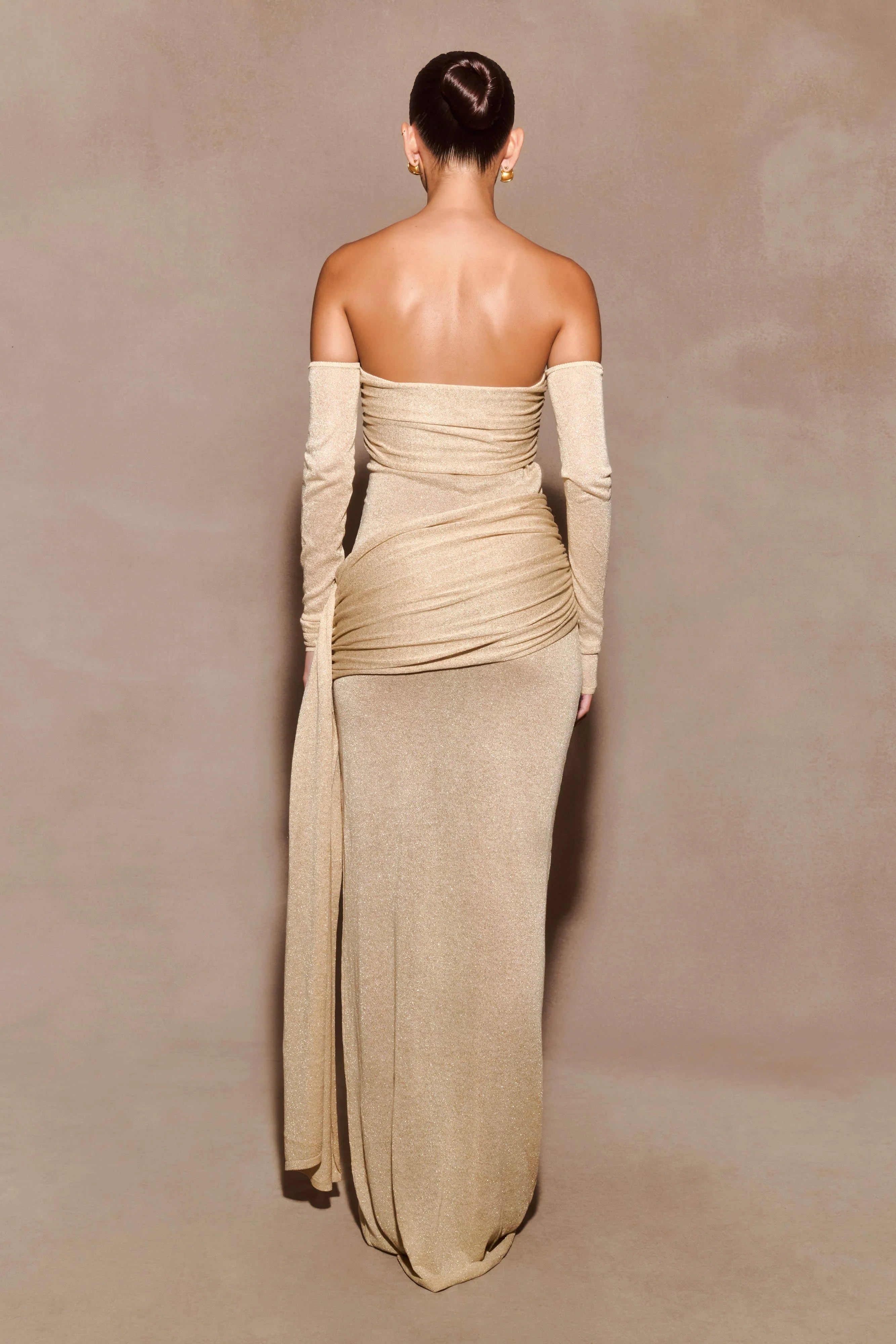 Ingrid Metallic Knit Maxi Dress Bronze