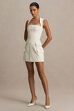 Mollie Nude Square Neck Tailored Micro Mini Dress