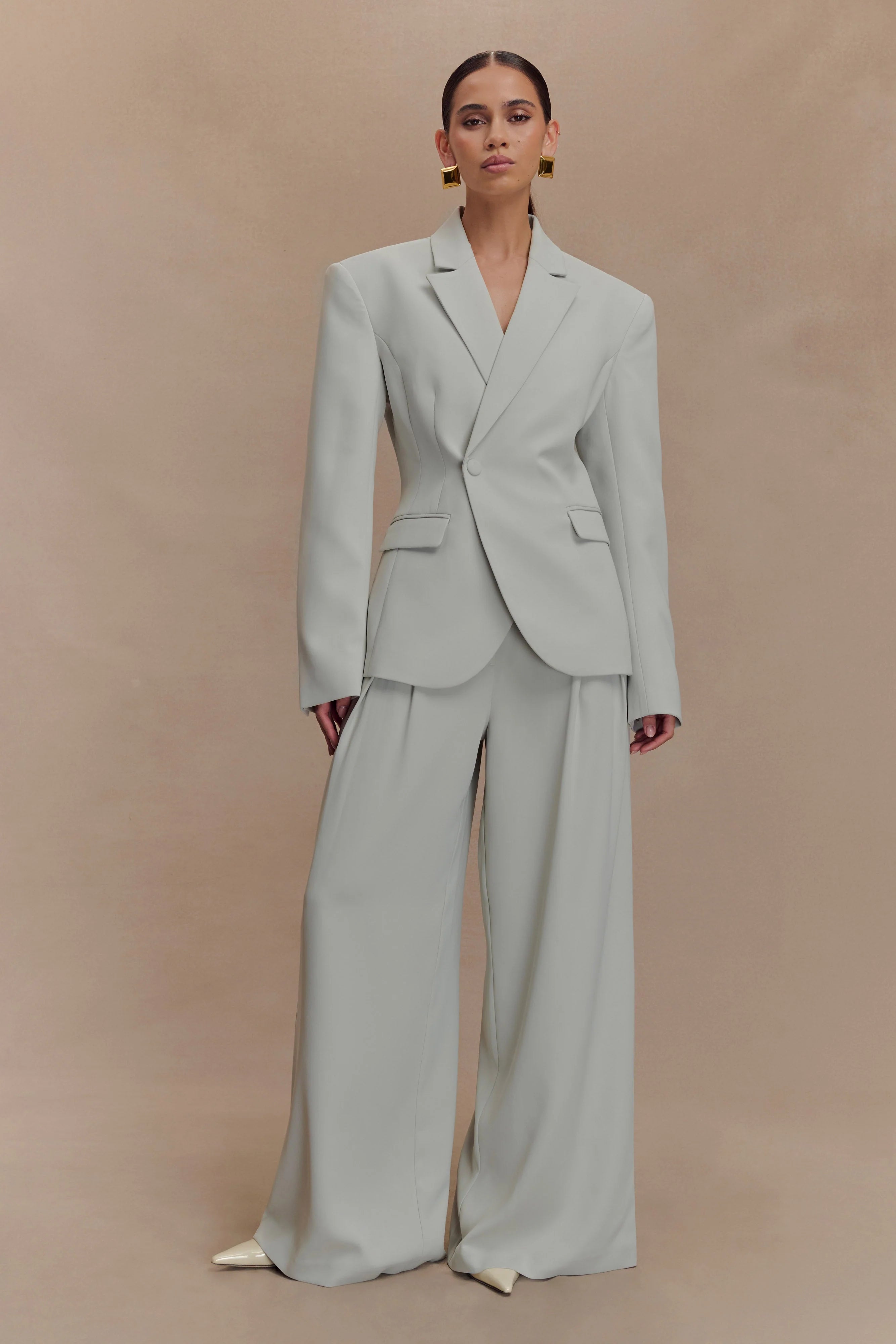 Jameson Cinched Suiting Blazer Light Sage