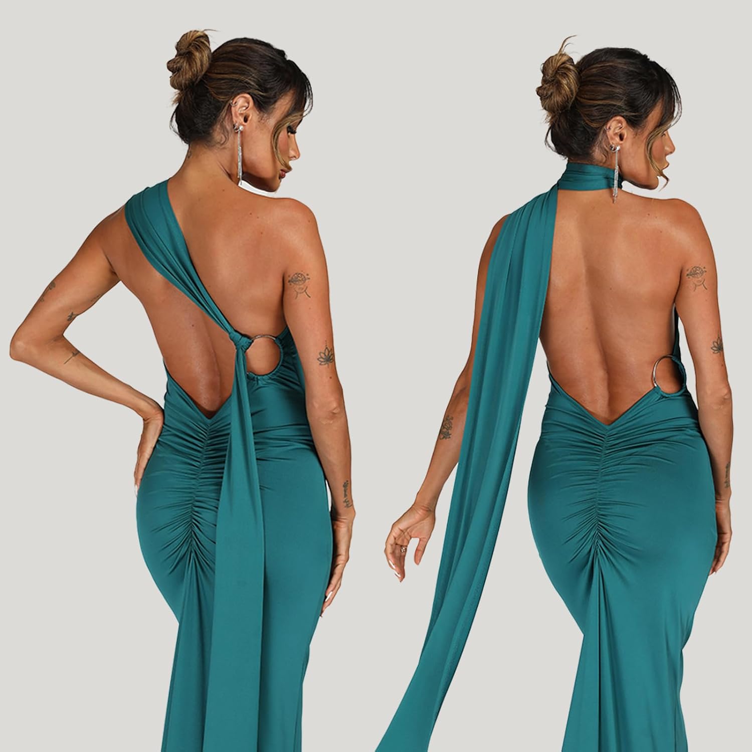 Women Sexy Backless Dress Bodycon Sleeveless Open Back Maxi Dress Formal Cocktail Wedding Guest