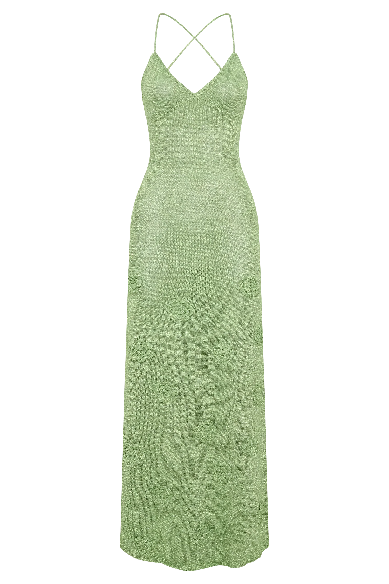 Suki Metallic Knit Maxi Dress Pastel Green
