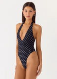 Delia One Piece Swimsuit Black Polkadot