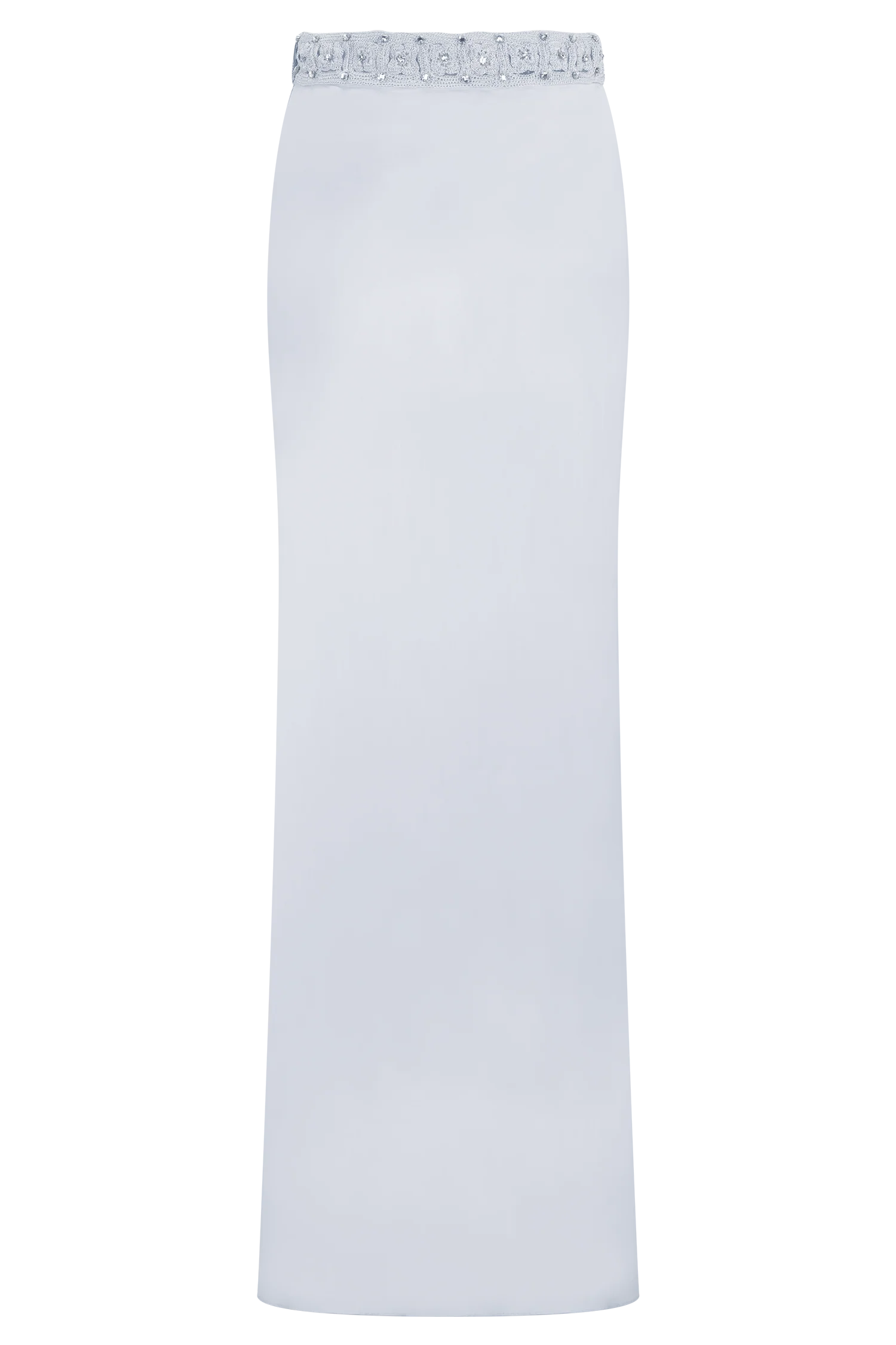 Clementine Chiffon Hand Beaded Maxi Skirt Pale Blue