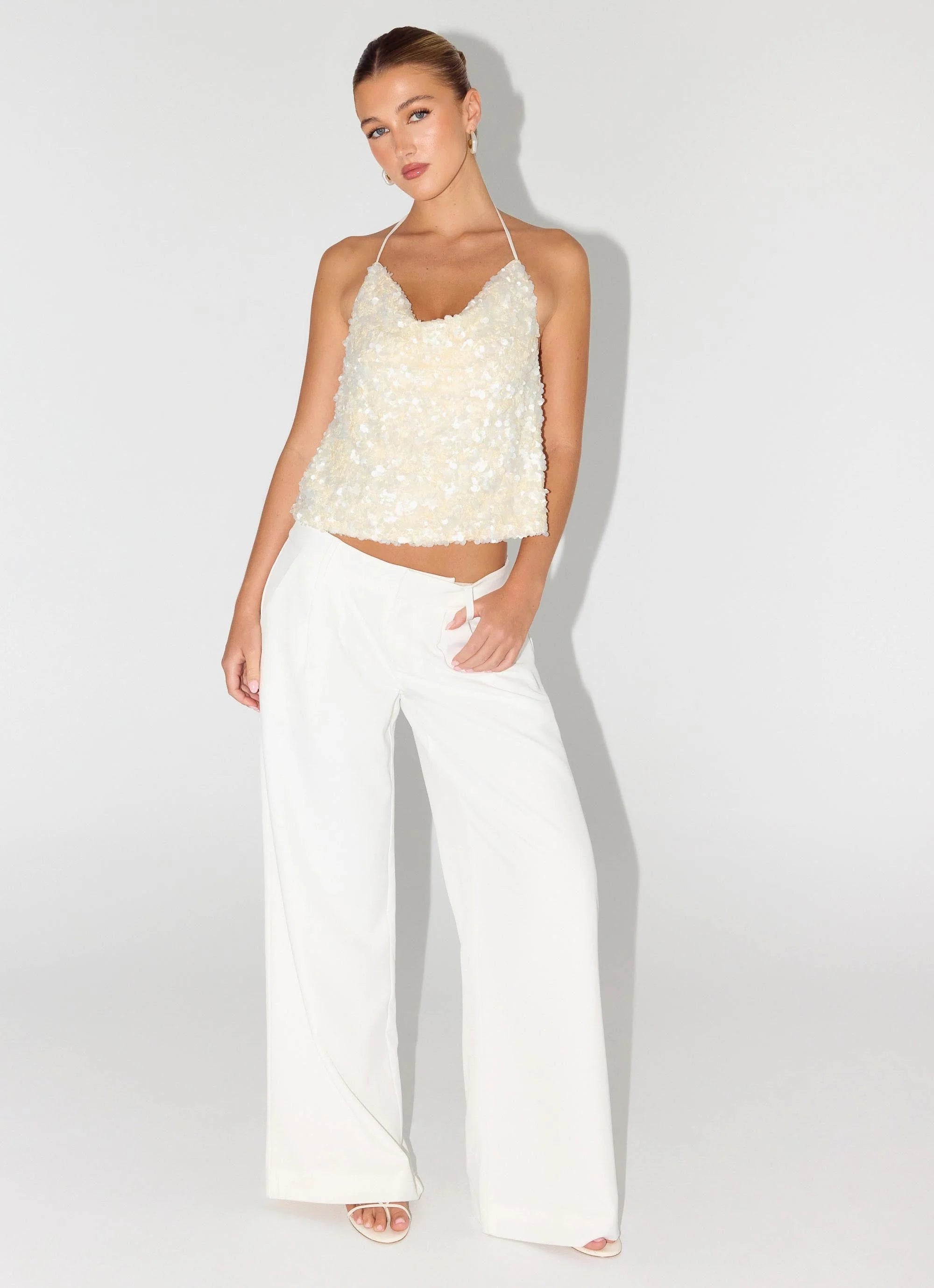 Amelita Sequin Top Ivory