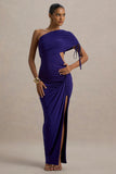 Trance Blue Asymmetric Maxi Dress with Split